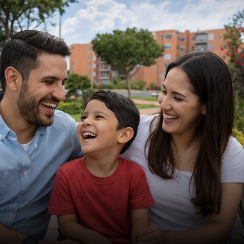Familia disfrutando en zonas comunes